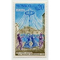 Почтовая марка Монако «Les Mais», 1974 год