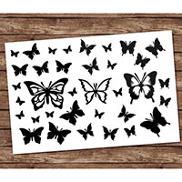 Блок чёрных виниловых наклеек «60 бабочек», 10х15 см